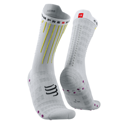 ČARAPE AERO BIKE WHITE/YELLOW/PINK COMPRESSPORT