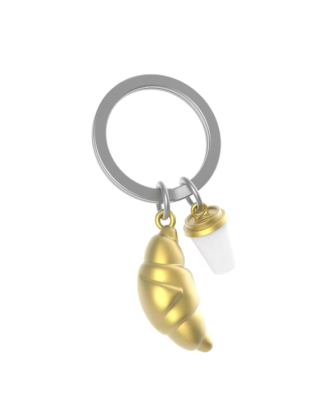 KEYRING COFFEE CUP & CROISSANT METALMORPHOSE