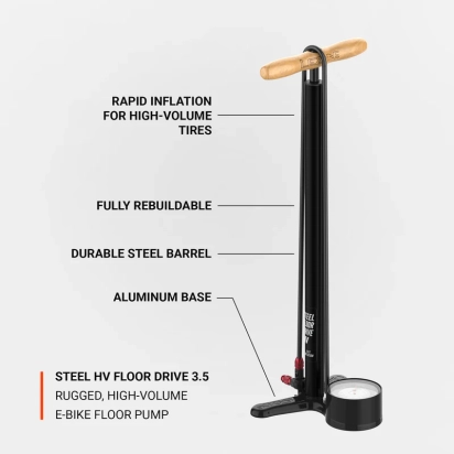 FLOOR PUMP STEEL HV DRIVE 3.5 GREY LEZYNE