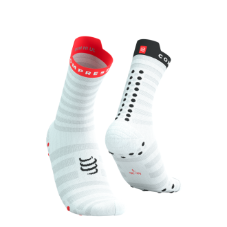 RACING SOCKS PRO 4.0 ULTRALIGHT RUN HIGH WHITE/FLUO/RED COMPRESSPORT